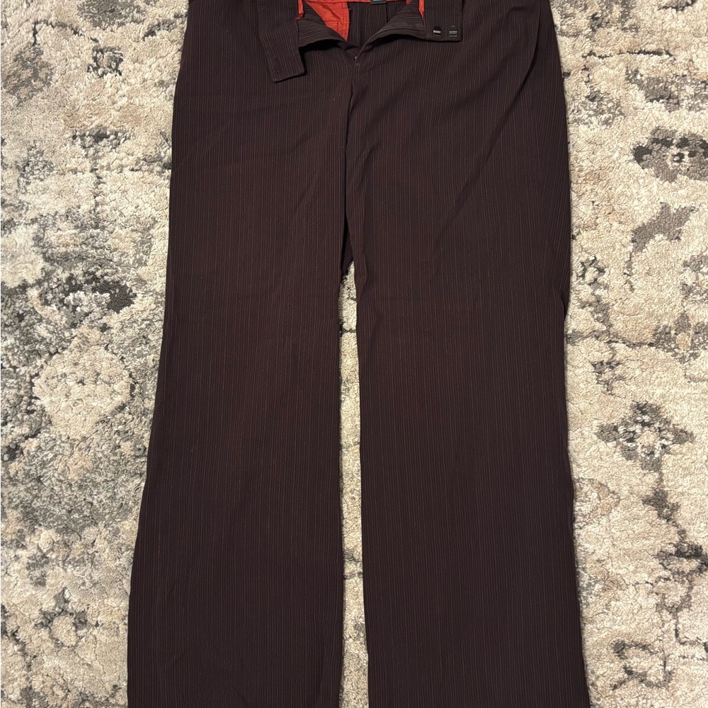 Women's Elegant Brown Pinstripe Pants